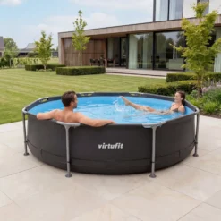 VirtuFit Zwembad Rond Ø305 x 76 cm - Antraciet - Compleet Pakket
