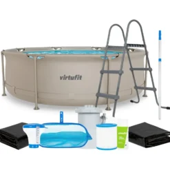 VirtuFit Zwembad Rond Ø244 x 76 cm - Beige - Compleet Pakket